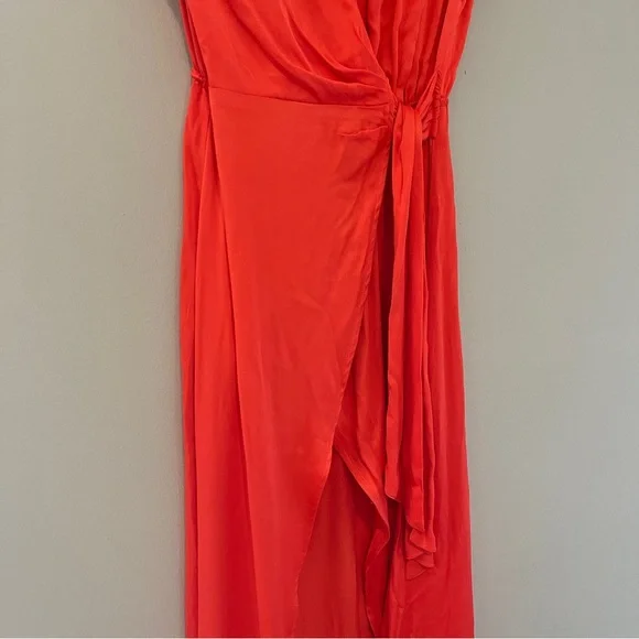 Anthropologie Maeve Orange Open-Back Wrap Midi Dress Size Small - Picture 6 of 13
